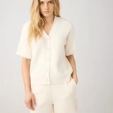 KNOWLEDGE COTTON APPAREL Cardigan m/korte ærmer - Dame - Egret