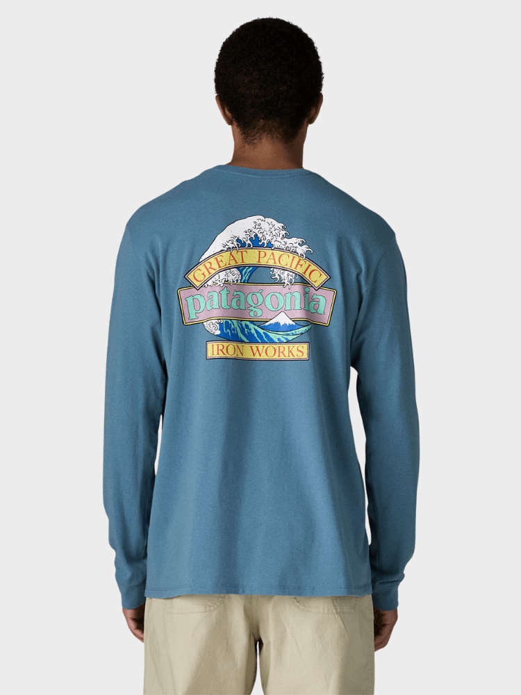 Long - Sleeved Great Waves Responsibili - Tshirt - Herre - Shore Blue - Gumpel & Co