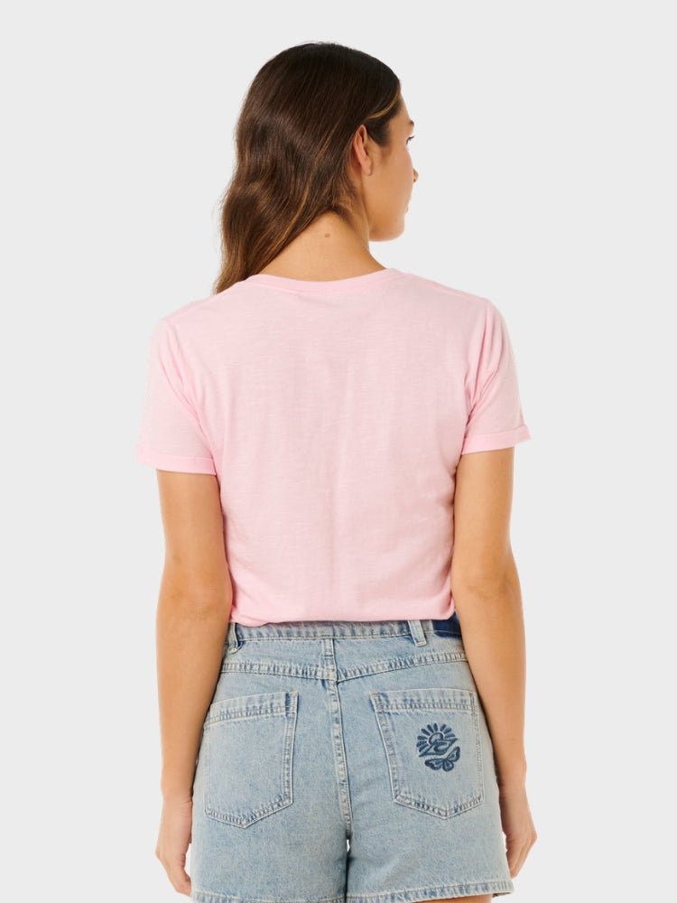 Molokai V Prnted T shirt - Dame - Soft Pink Hawaii - Gumpel & Co