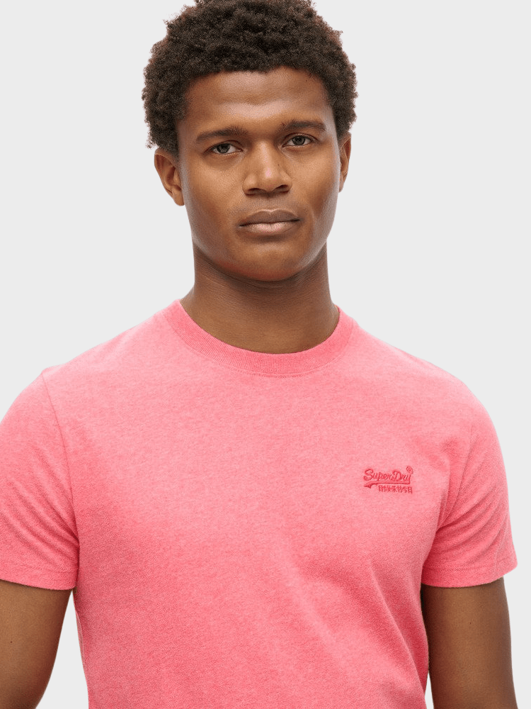 Organic Cotton Essential Logo Tshirt - Herre - Punch Pink Marl - Gumpel & Co