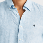 Morris Douglas Linen SS Shirt-Classic Fit - Blue