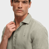 SUPERDRY Riviera Kortærmet Linen Skjorte - Herre - Bay Green