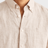 Morris Douglas Linen SS Shirt-Classic Fit - Khaki