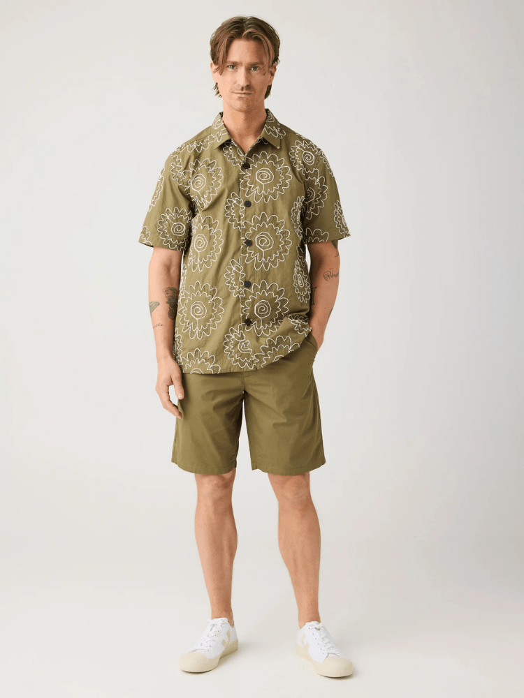 KNOWLEDGE COTTON APPAREL Fig Poplin Shorts - Herre - Burned Olive