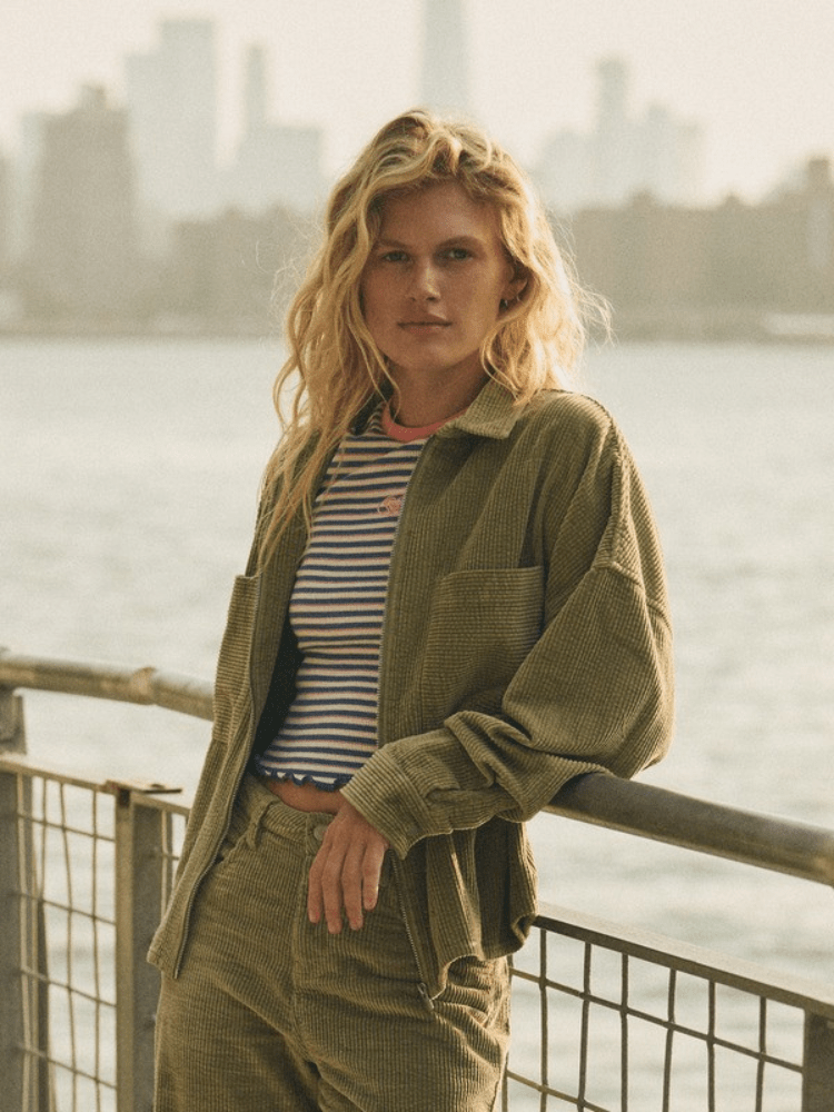 Chilled Out Washed Cord Top - Dame - Oil Green - Gumpel & Co