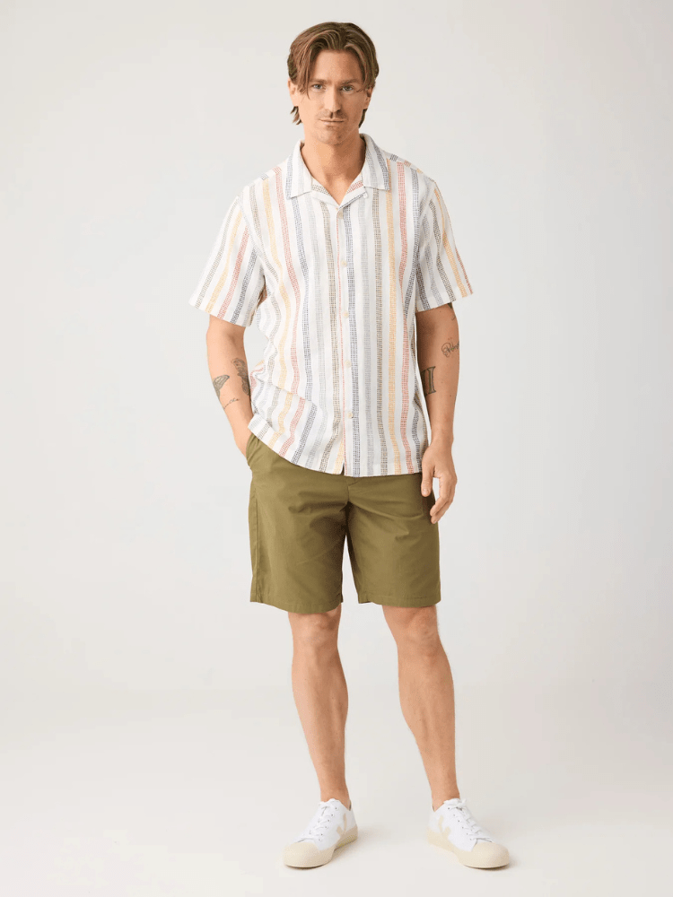 KNOWLEDGE COTTON APPAREL Skjorte m/korte ærmer - Herre - Multi color stripe