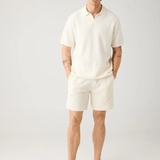 KNOWLEDGE COTTON APPAREL Organic Cotton Knitted Polo GOTS/Vegan - Herre - Egret