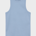 KNOWLEDGE COTTON APPAREL Racer Rib Top - Dame - Skyway