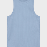 KNOWLEDGE COTTON APPAREL Racer Rib Top - Dame - Skyway