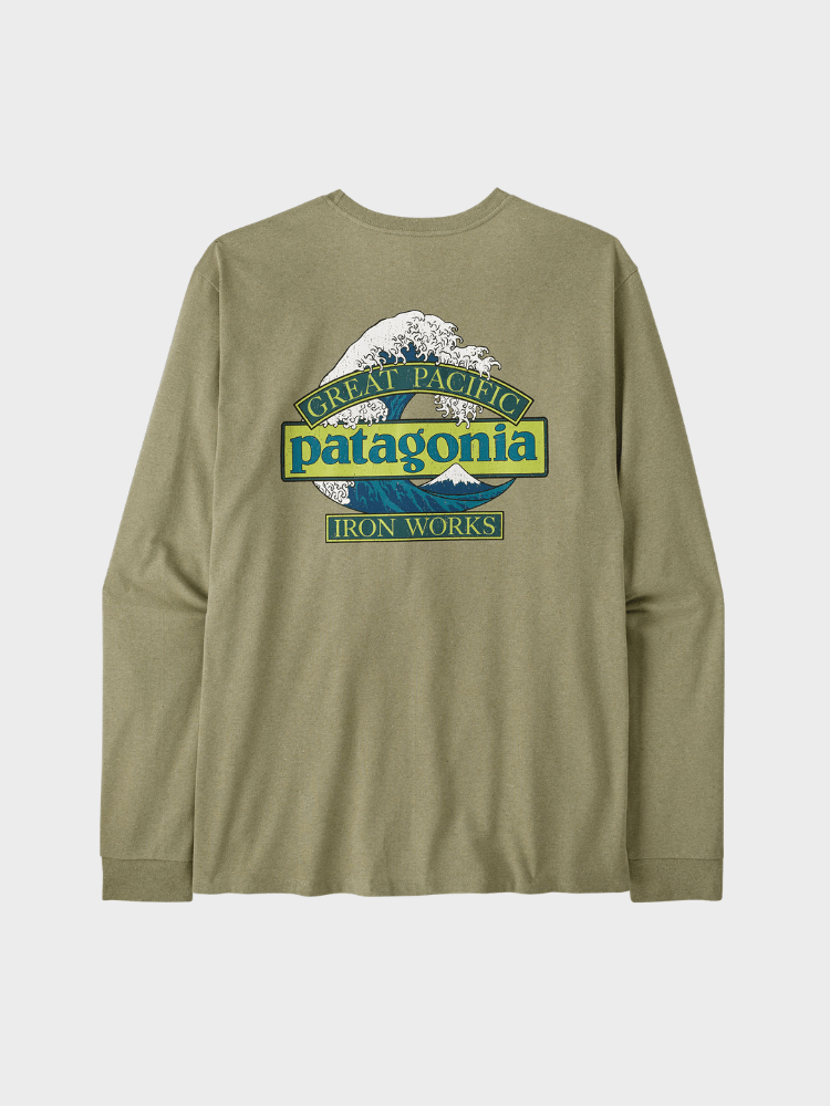 Long - Sleeved Great Waves Responsibili - Tshirt - Herre - Gumtree Green - Gumpel & Co