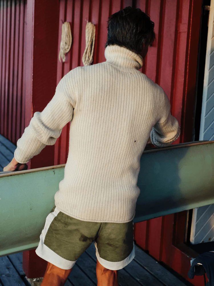 7 Inch Field Shorts - Herre - Off White / Green - Gumpel & Co