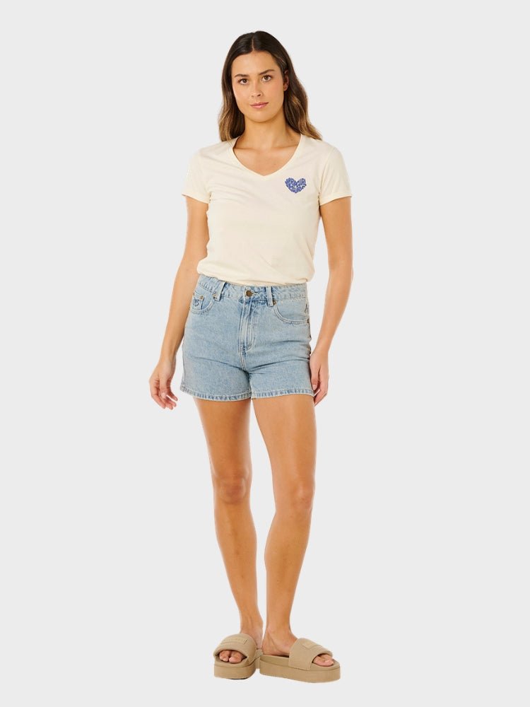 Rc Heart V Neck T shirt - Dame - Lily - Gumpel & Co