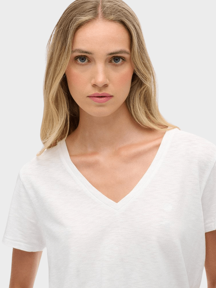 Studios Slub Embroidered Tshirt - Dame - Optic - Gumpel & Co