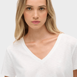 Studios Slub Embroidered Tshirt - Dame - Optic - Gumpel & Co