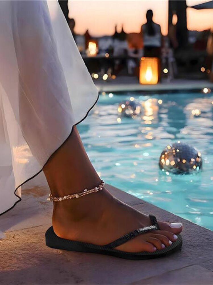 Slim Glitter II Klipklapper - Dame - Black/Black - Gumpel & Co