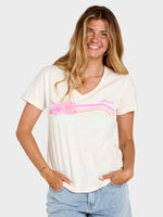 Molokai V Prnted T shirt - Dame - Off White