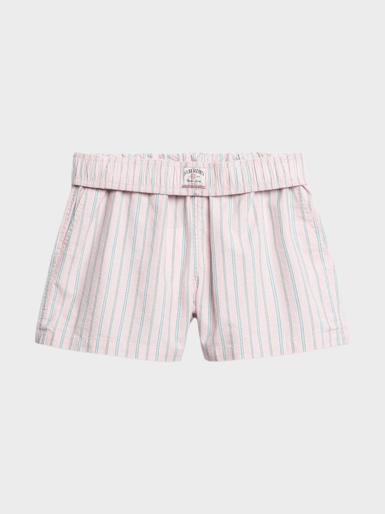 Cotton Stripe Elastic Short - Dame - Suffolk Pink Stripe - Gumpel & Co