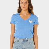 Rc Heart V Neck T shirt - Dame - Cornflower Blue - Gumpel & Co