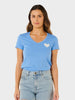 Rc Heart V Neck T shirt - Dame - Cornflower Blue