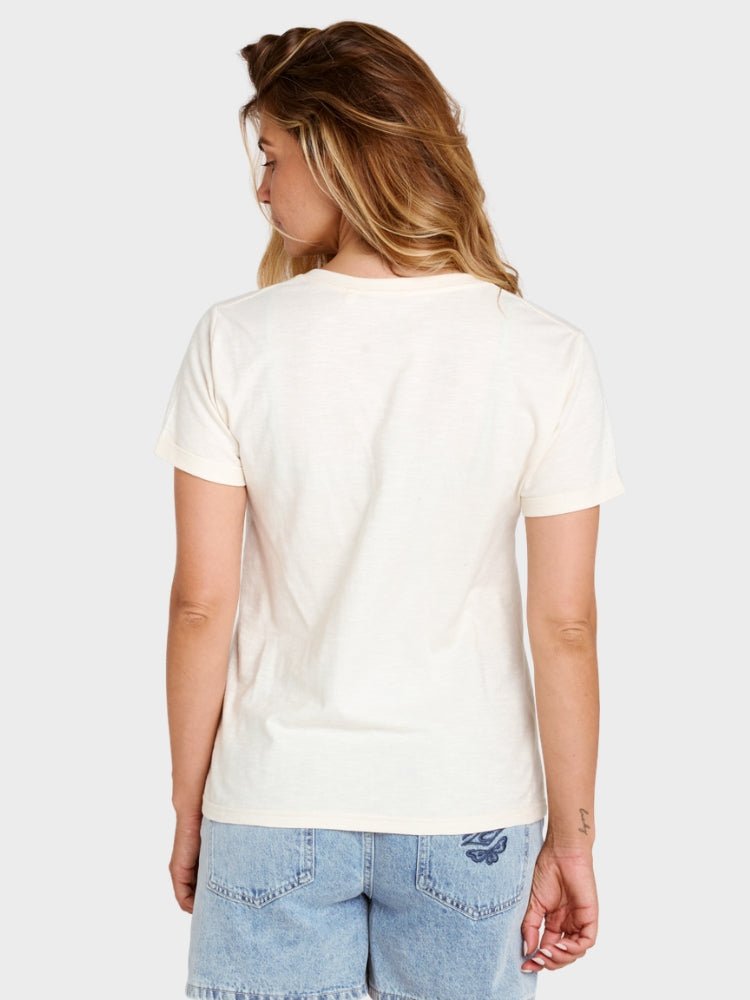 Molokai V Prnted T shirt - Dame - Off White - Gumpel & Co