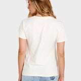Molokai V Prnted T shirt - Dame - Off White - Gumpel & Co