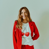 Freequent Fenjal T-shirt - Dame - STAR OFF-WHITE W. TRUE RED