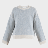 BLUE SPORTSWEAR Laura cotton Knit Blouse - Dame - Cream/Heaven
