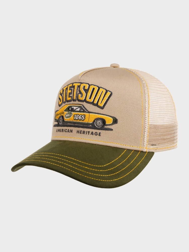 Trucker Cap Stetson Racing - Unisex - Sand/Green - Gumpel & Co