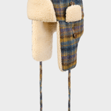 Bomber Cap Wool Check - Unisex - Brown/Blue