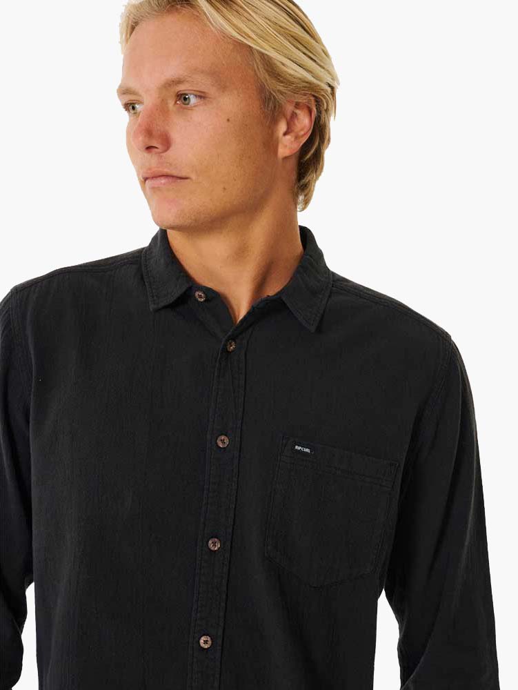 Men's Washed Long Sleeve Skjorte - Herre - Washed Black - Gumpel & Co