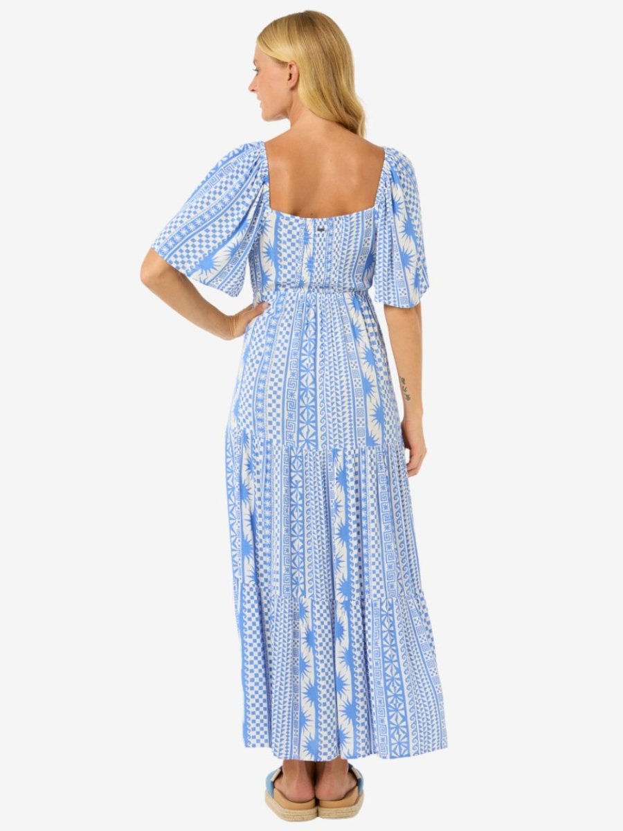 San Carlos Short Sleeve Maxi Dress - Dame - Blue - Gumpel & Co