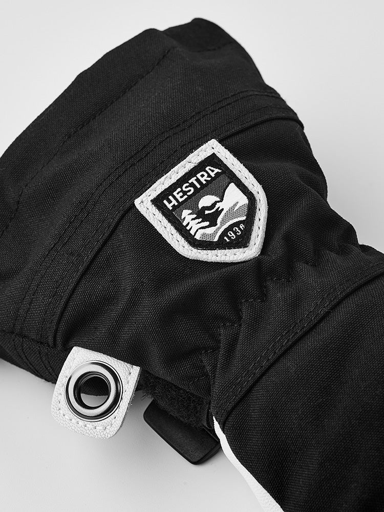 Junior Army Leather Heli Ski 5 - fingre - Børn - Black - Gumpel & Co