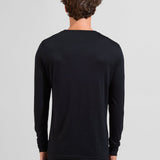 Men's Natural Merinould 200g/m2 Crew Neck Skiundertrøje - Herre - Black - Gumpel & Co