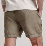 Men's Overfarvede Shorts i Hør - Herre - Washed Khaki - Gumpel & Co
