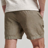 Men's Overfarvede Shorts i Hør - Herre - Washed Khaki - Gumpel & Co