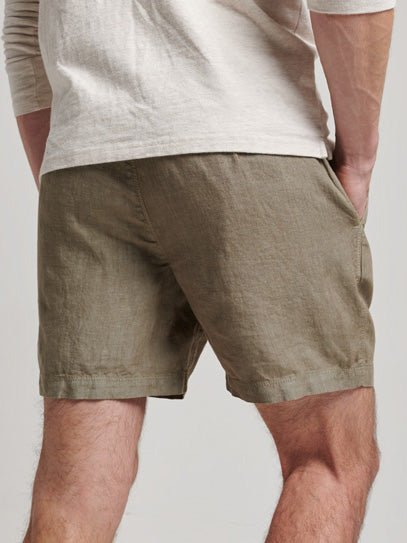 Men's Overfarvede Shorts i Hør - Herre - Washed Khaki - Gumpel & Co