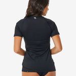Classic Surf Short Sleeve UV Rash Vest - Dame - Black - Gumpel & Co