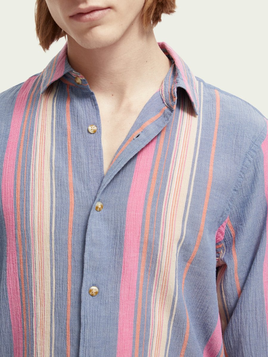 Men's Regular Fit Striped Skjorte - Herre - White/Pink Stripe - Gumpel & Co