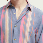 Men's Regular Fit Striped Skjorte - Herre - White/Pink Stripe - Gumpel & Co