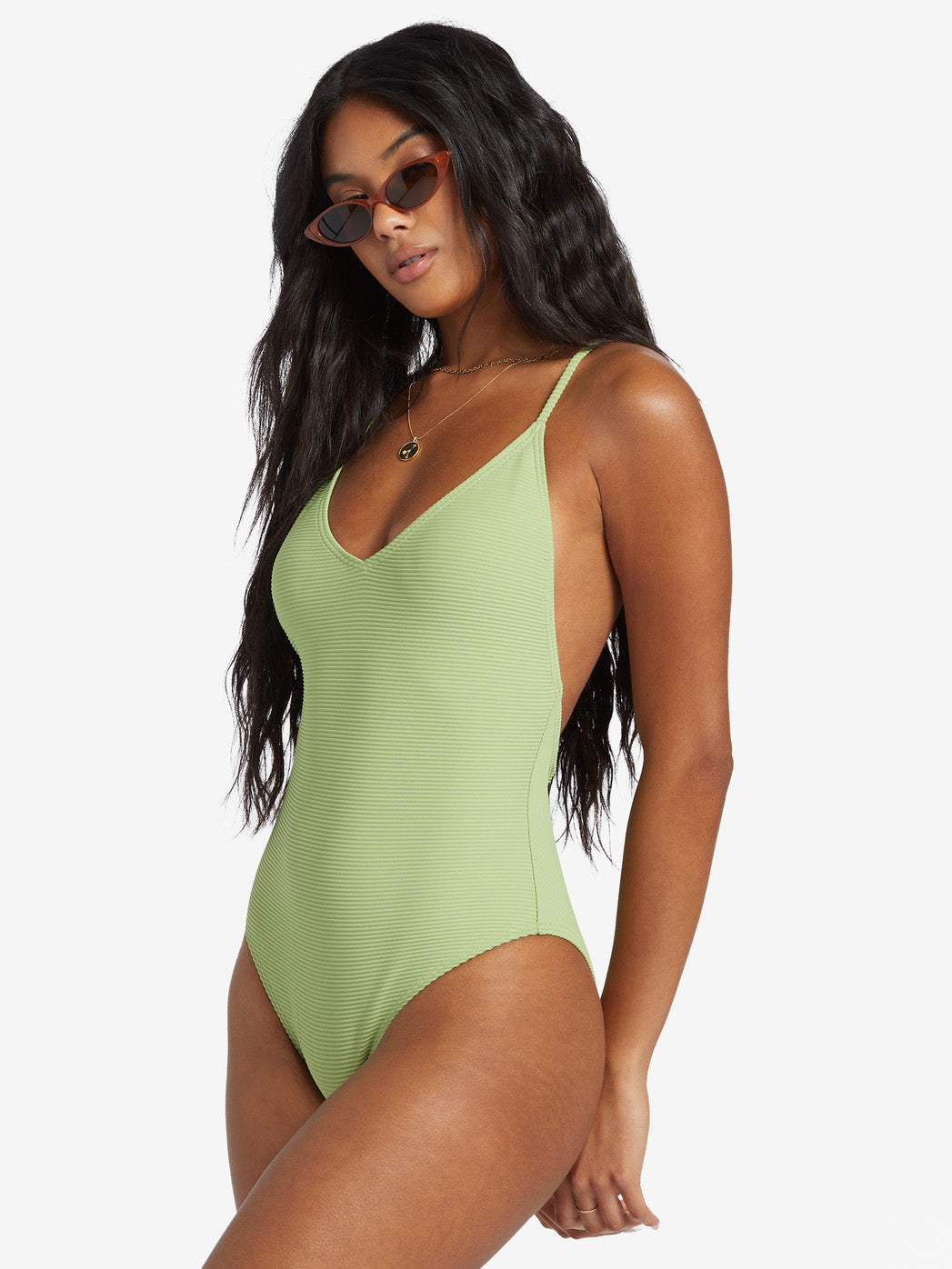 Billabong Tanlines Sage High Leg One-Piece Badedragt - Palm Green