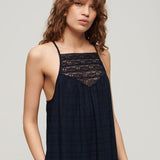 Women's Lace Halter Maxi Beach Dress - Dame - Eclipse Navy - Gumpel & Co