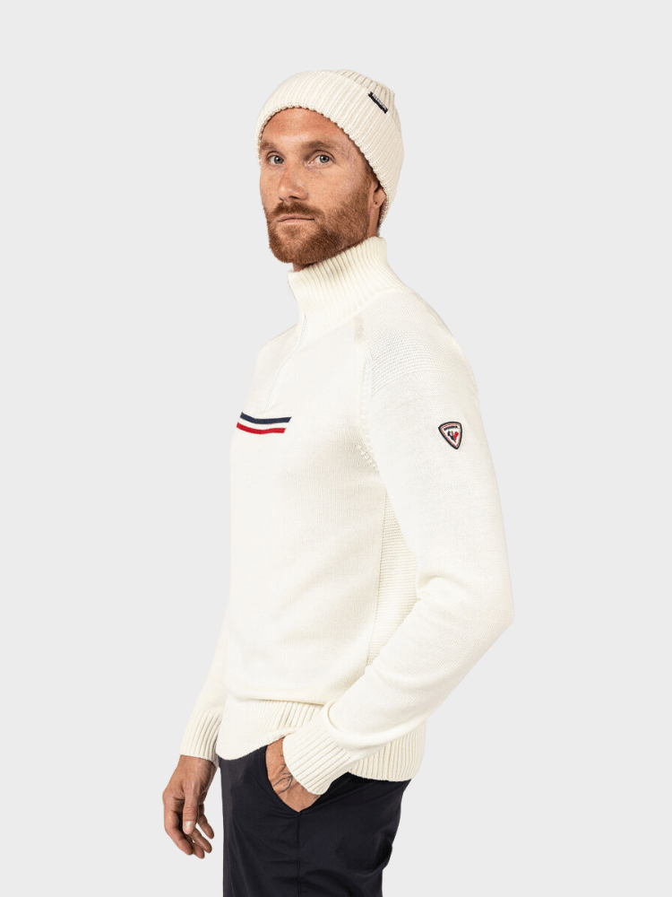 Odysseus Halfzip Merino Strik - Herre - Hvid - Gumpel & Co