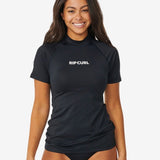 Classic Surf Short Sleeve UV Rash Vest - Dame - Black - Gumpel & Co