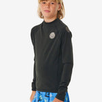 Icons UV Brushed Long Sleeve Rash Vest - Børn - Black - Gumpel & Co