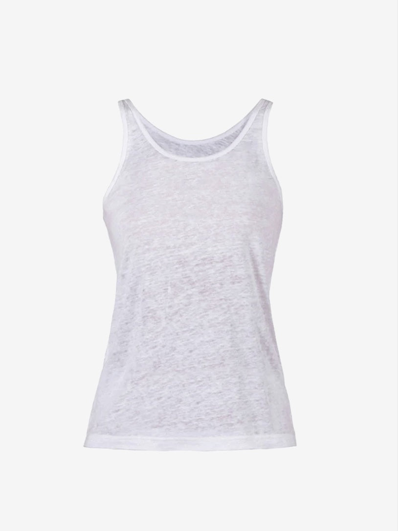 Doris Linen Tank Top - White - Gumpel & Co