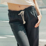 Women's Oceanside Flared Hør Bukser - Dame - True Black - Gumpel & Co