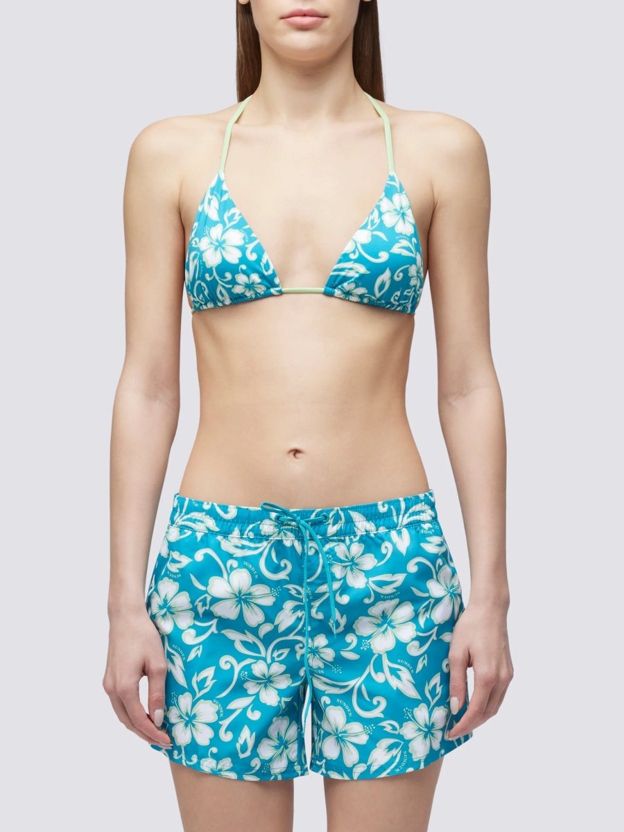 Women's Coast Board Hibiscus Swimshorts - Dame - Blue Island - Gumpel & Co