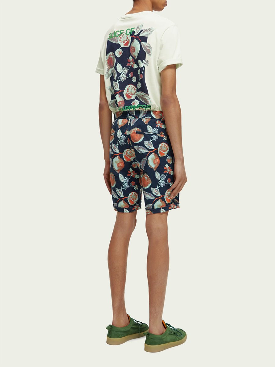 Men's Stuart Printed Chino Shorts - Herre - Navy Fruits Aop - Gumpel & Co