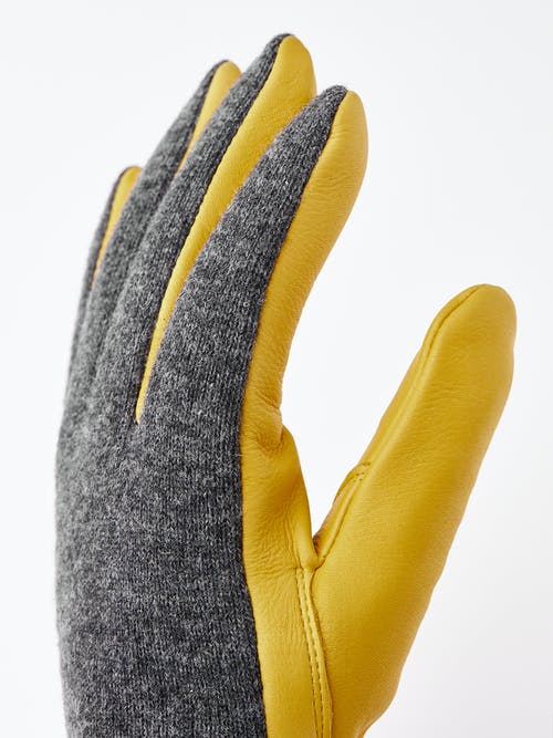 Deerskin Wool Tricot Handske - Herre - Charcoal/Natural Yellow - Gumpel & Co