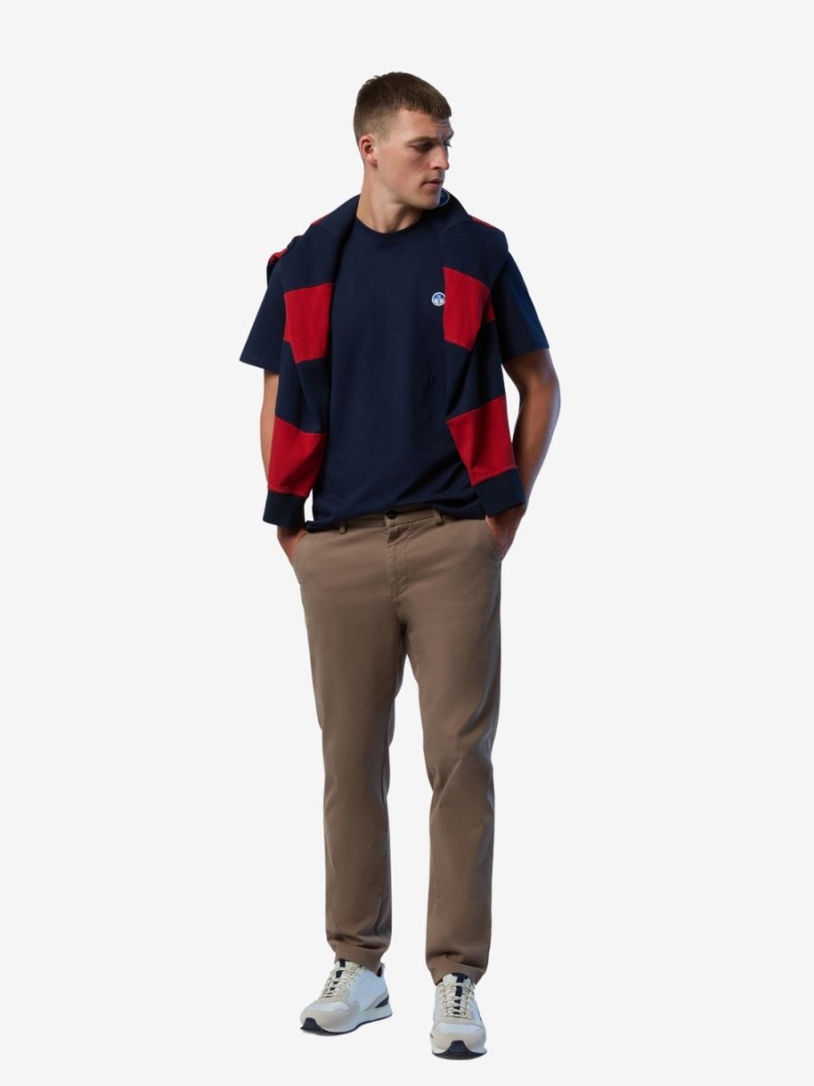 T-shirt with logo patch - Men - Navy Blue - Gumpel & Co